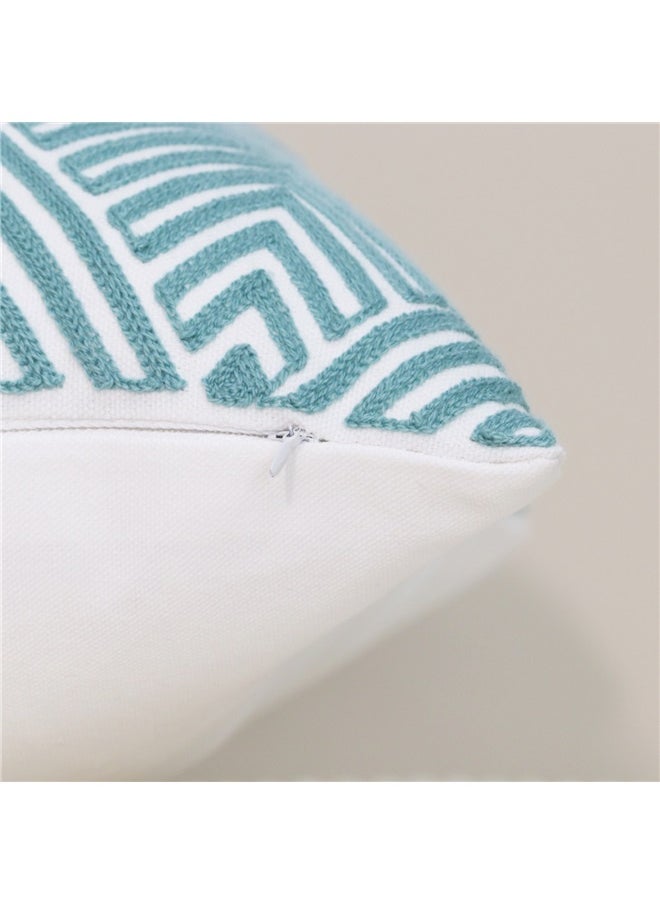 yongsheng Geometric Patterned Printed Cushion Cover Blue/White 45x45cm,Decorative Throw Pillow Covers Geometric Design for Couch Sofa Living Room  - Image 3