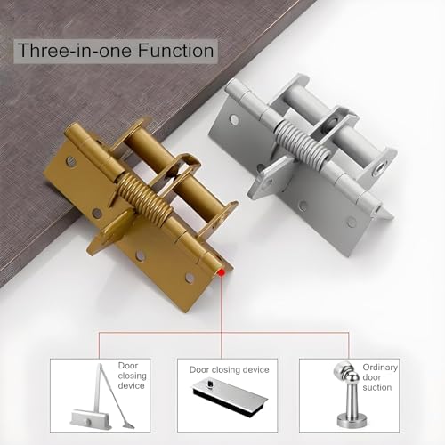 JIALTO Automatic Self-Closing Hinge Heavy Duty Cabinet Hinges Room Door Hinge for Interior Doors Wooden Door 2 Pcs (Silver) - Image 3