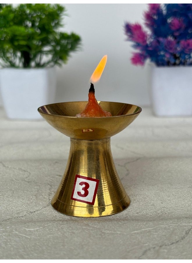 Salvus App SOLUTIONS Sacred Radiance: Brass Pooja Diya A Timeless Symbol Of Illumination And Spiritual Grace For Divine Rituals And Sacred Spaces (Big Size Diya) [Golden_2X2 Inch]  - Image 4