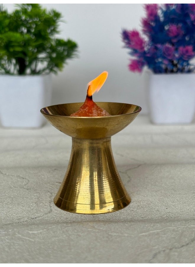 Salvus App SOLUTIONS Sacred Radiance: Brass Pooja Diya A Timeless Symbol Of Illumination And Spiritual Grace For Divine Rituals And Sacred Spaces (Big Size Diya) [Golden_2X2 Inch]  - Image 3
