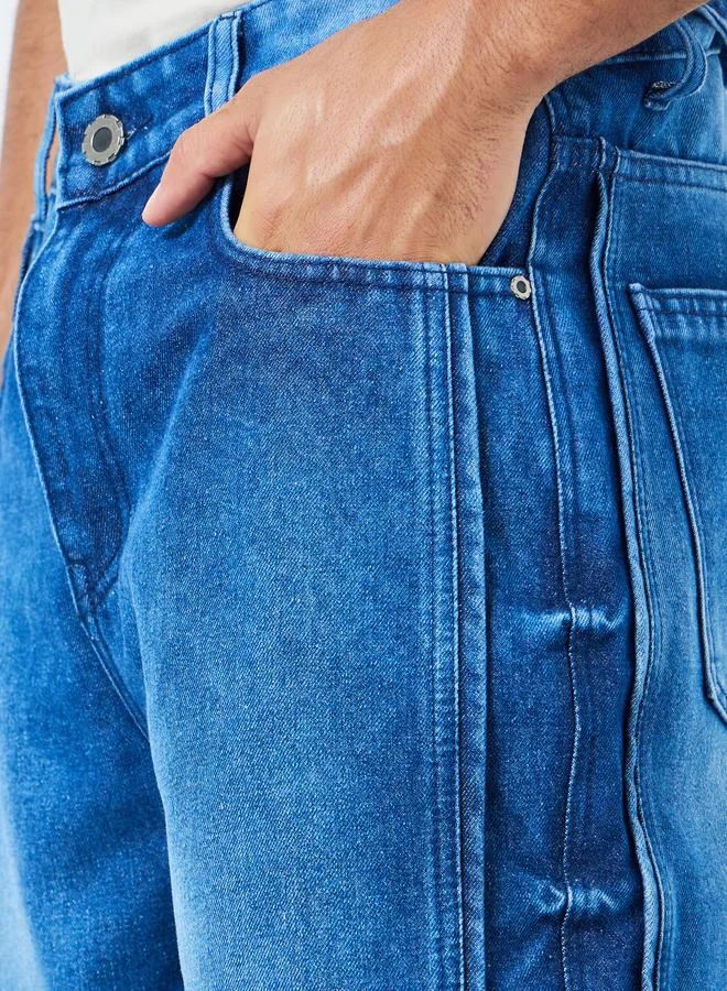 Styli  Men Blue Loose Fit Faded Jeans for Men | Best Price UAE