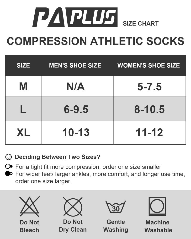 PAPLUS 3 Pairs Running Compression Socks for Men & Women, Atheltic Crew Socks with Cushion, Arch Support for Hiking, Cycling - Image 2
