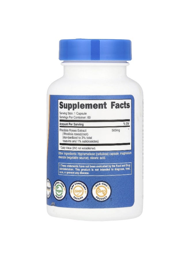 Nutricost نوتريكوست، روديولا روزيا، 500 ملغ، 60 كبسولة - Image 2