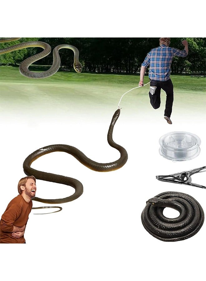 HY Snake Prank with String Clip, Golf Snake Prank, Clip On Snake Prank, Rubber Snake, Snake Prank with String, Prank Snake Toy, Realistic Rubber Snake Prank Toy, Snake Toy Gag Gift - Image 1