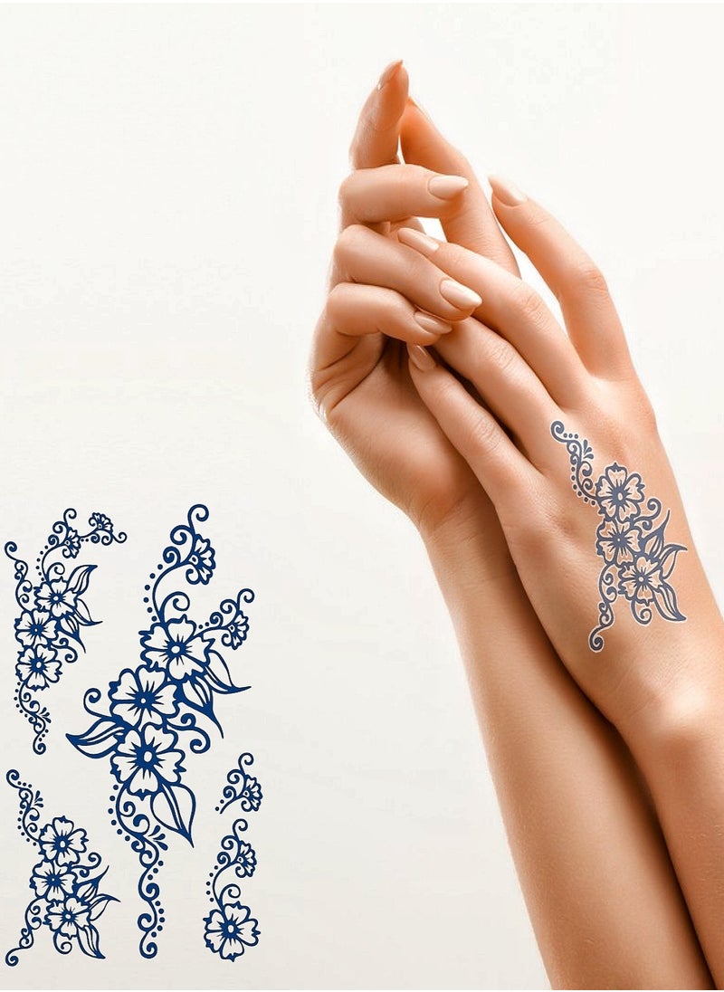 onecircle - Onecircle 6 sheets temporary tattoo stickers, under 2 weeks lasting tattoo sticker with blue color plant ink suitable for girls, kids, ladies, women, festival gift and party DIY presents.（PARTS） - Image 1