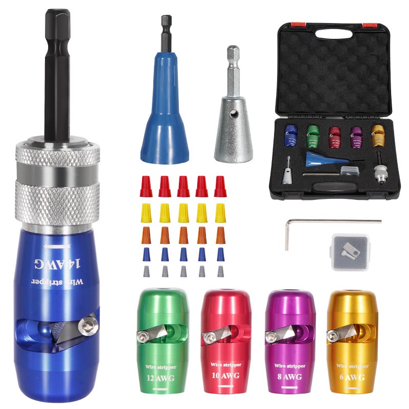 Qbonway Wire Stripper Twister Tool for Drill, 35 in 1 New Wire Stripping for Drill 2025 Professional US Standard 14-12-10-8-6 Gauge Electricians Tools for Drill Wire Stripper and Twister Kit - Image 1