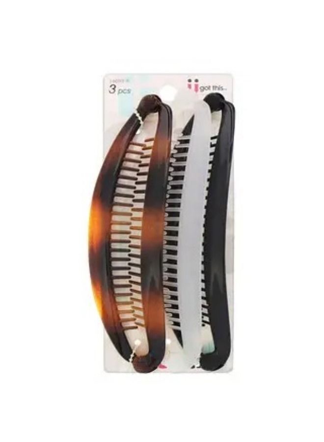 Scunci Scunci Banana Barrettes Assorted Colors 3 Pieces