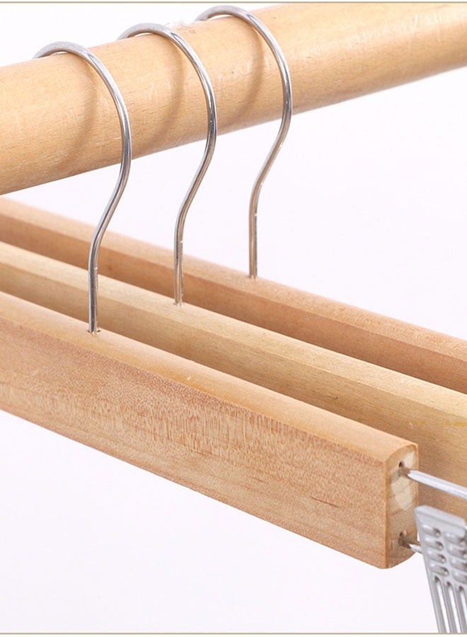 Mmmon Nature Smile Solid Lotus Wood DeluxeWooden Pants Hangers Bottom Hanger JeansHanger Skirt Hanger with 2-Adjustable ClipsAnti-Rust Hook Pack of 10 (Natural)  - Image 5