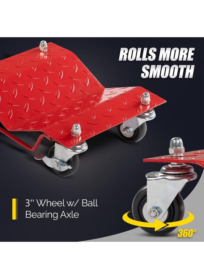 Car Dolly Set of 2, 3000LBS Capacity Wheel Dolly, Heavy Duty Vehicle Dolly Upgraded, Steel Tire Skates with Brakes, Black - Image 3