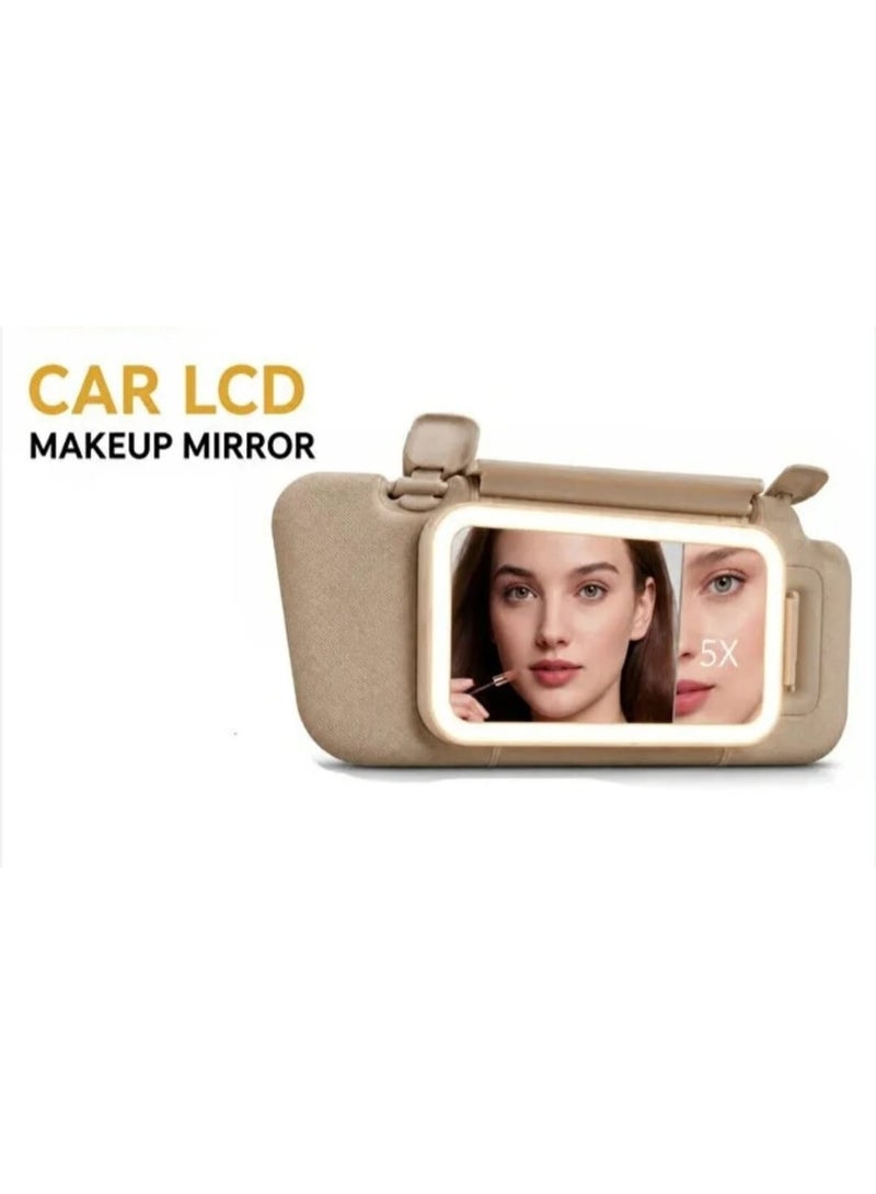 Car Sun Visor Makeup Mirror with LED Lights and 5X Magnification Rechargeable Sunshade Cosmetic Mirror Vanity Mirror for Vehicle - Image 3