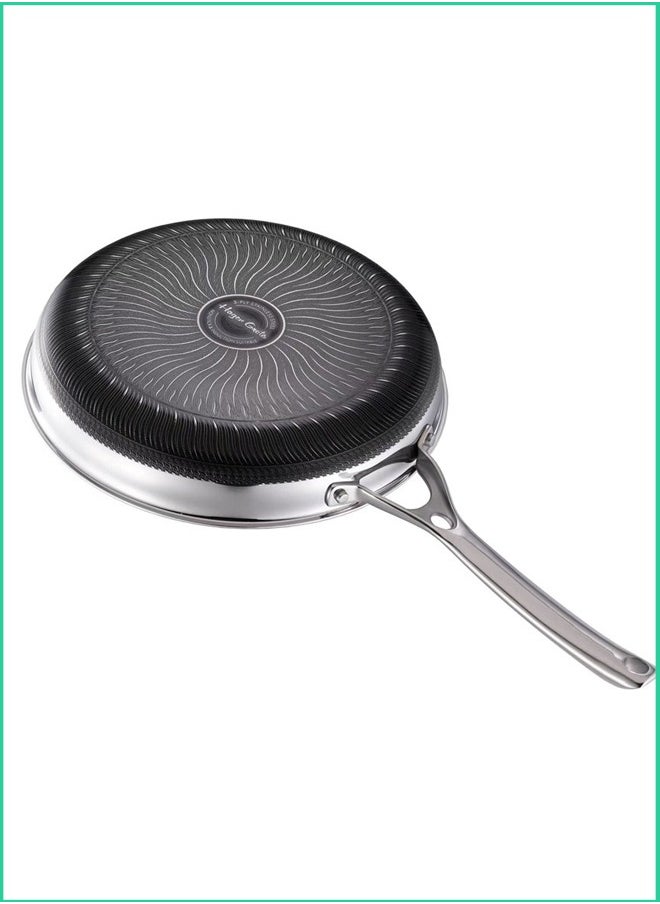 32cm Non-Stick Honeycomb Hybrid Wok Pan | Tri-Ply Stainless Steel | Induction & Gas Compatible | Scratch-Resistant Cookware