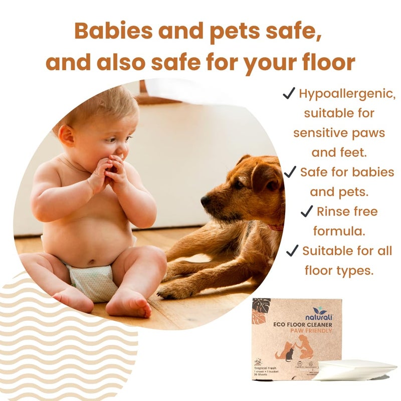 Naturali ECO Pet Floor Cleaner Sheets - Plant-based, Natural, Eco-Friendly, Strips - Fresh Scent - 36pcs - Image 4