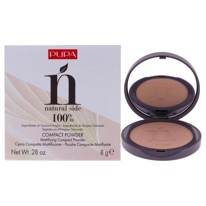 PUPA Milano Natural Side Compact Powder 003 Warm Beige  Blurring Matte Pressed Powder  Lightweight Coverage for a Radiant Poreless Complexion  With TextureSmoothing Jojoba Oil  028 oz