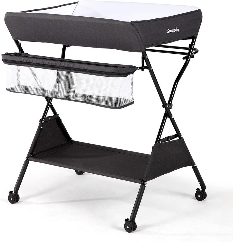 Infant Changing Table with Changing Pad, Changing Table Portable Pad Nursery Furniture Baby Changing Station, Dark - Image 1