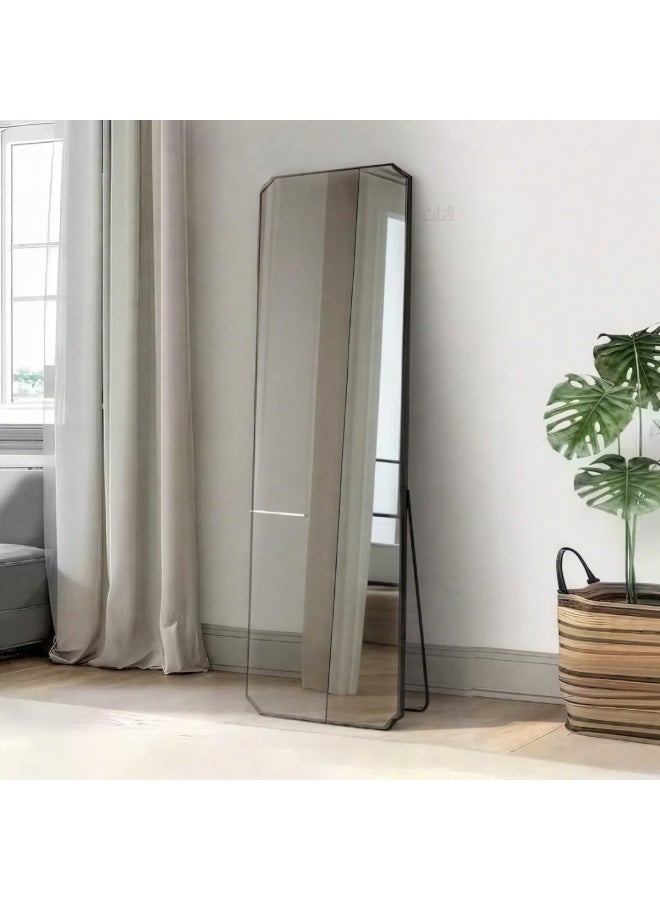 أوتاث مرآة كبيرة بتصميم أنيق، 170 × 50 سم - مرآة بطول كامل بإطار معدني أسود وحامل خلفي - تصميمها الرائع مناسب لغرف المعيشة وغرف الملابس وغرف النوم - Image 1