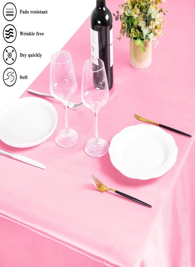 MCEAST 2 Packs Satin Tablecloth 102 x 58 Inches Rectangular Table Overlay Cover Bright Silk Tablecloth Smooth Fabric Table Decor for Wedding Banquet Decoration (Pink) - Image 4