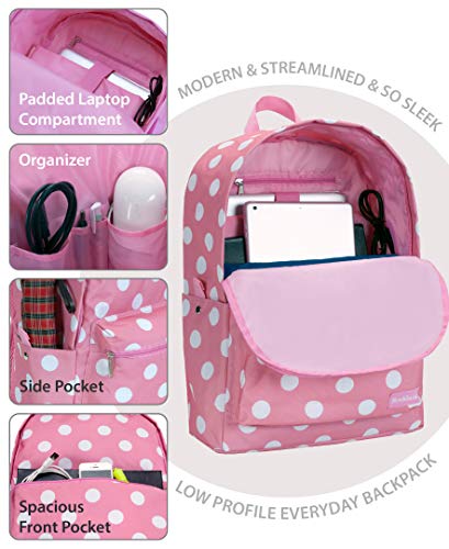 Rockland Classic Laptop Backpack, Pinkdot, Large - Image 3