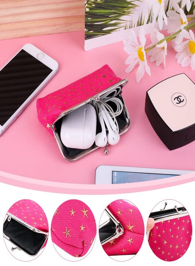 Oyachic 4 Pcs Small Coin Purse,Star Change Purse for Women,Denim Coin Pouch,Vintage Wallet with Kiss Lock Clasp - Image 3