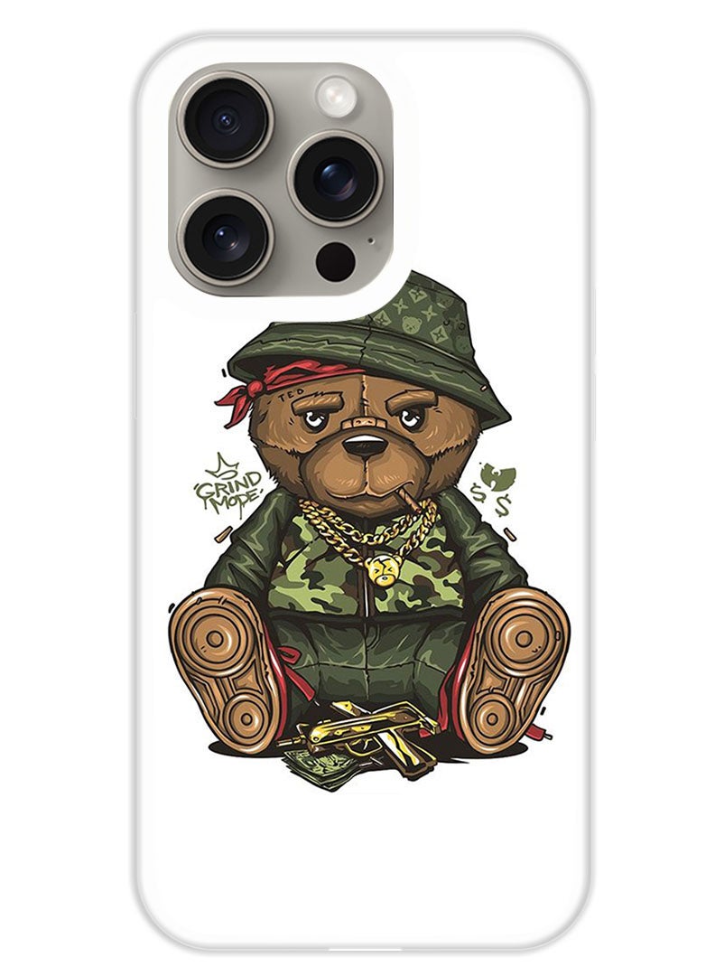Theodor Protective Case Cover For APPLE IPHONE 15 Pro Teddy Bear (White Bumper) - Image 1