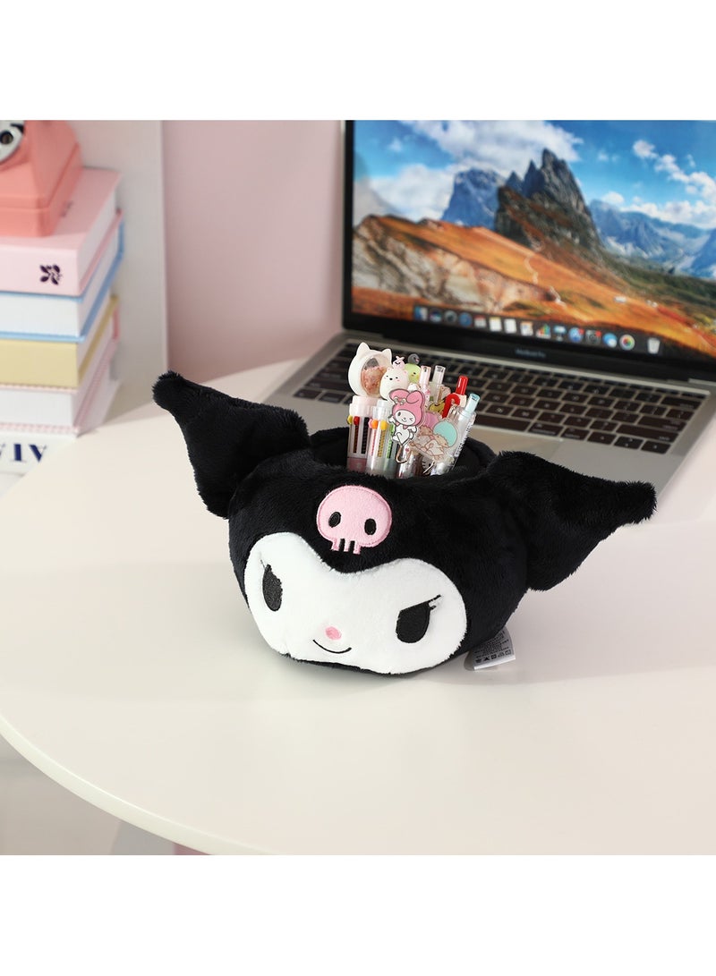 general Kuromi cartoon plush pen holder student stationery storage bucket cute creative desktop ornament office multi-functional organizer box - Image 1