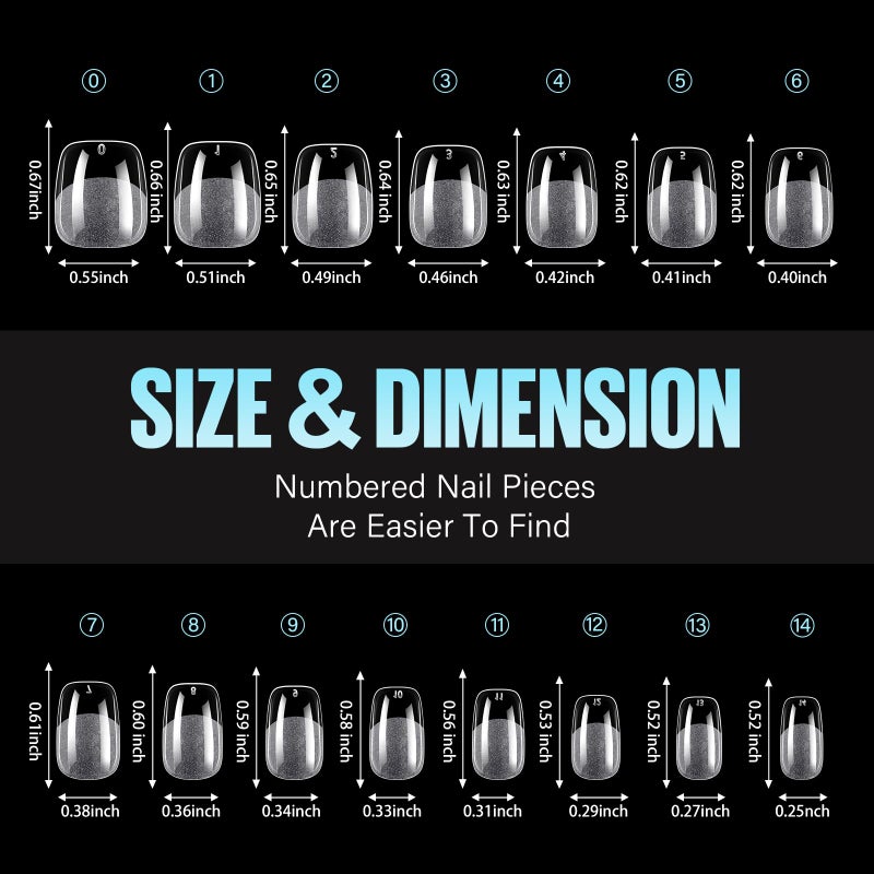 TOMICCA Extra Short Square Nail Tips,15 Sizes 240Pcs Squoval Fake Nails Half Matte Acrylic Gel Nail Tips Full Cover False Nails for Nail Extension Home DIY Salon - Image 5
