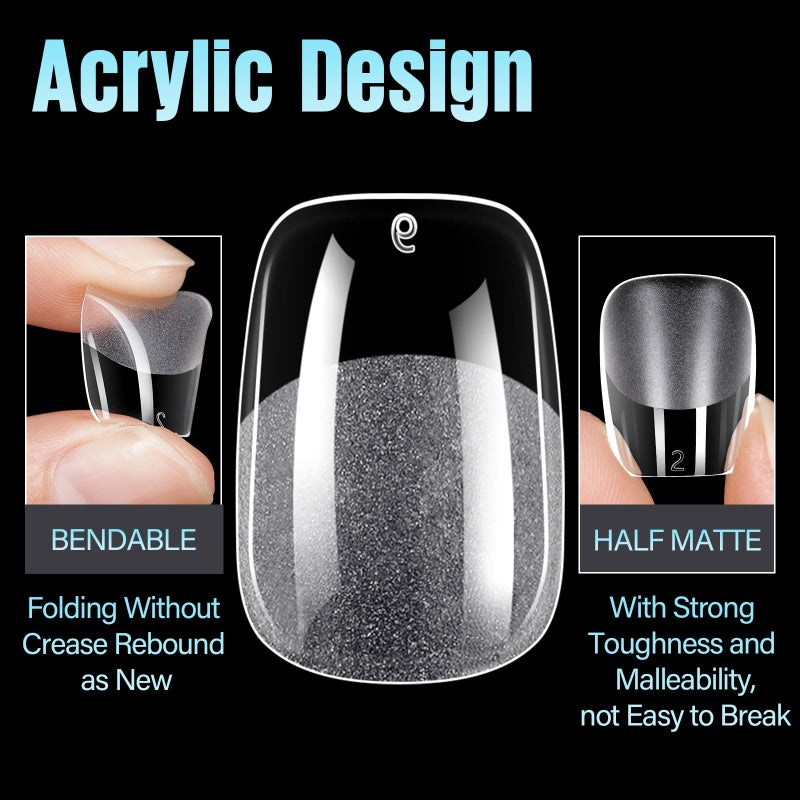 TOMICCA Extra Short Square Nail Tips,15 Sizes 240Pcs Squoval Fake Nails Half Matte Acrylic Gel Nail Tips Full Cover False Nails for Nail Extension Home DIY Salon - Image 4