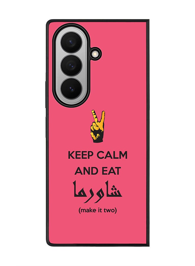 Stylizedd For Samsung Galaxy Z Fold7 Case,Slim fit Camera Protection, Shockproof Thin Phone cover  - Keep Calm And Eat Shawarma (Pink)