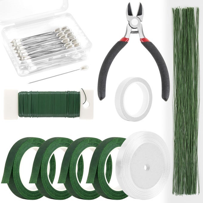 Floral Arrangement Kit with Green Floral Tape and Wire26 Gauge Floral Stem Wire22 Gauge Floral WireBoutonniere Pin for Bouquet Stem Wrap Florist