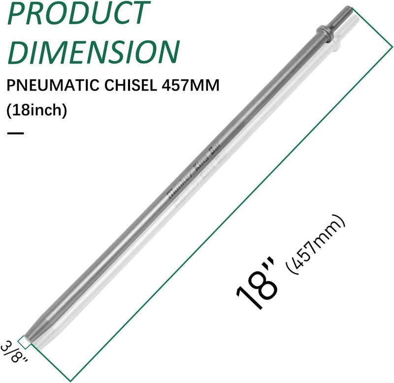 Monkey King Bar MonkeyKingBar-Pneumatic Chisel 3/8"x18" Point Tip Round Taper Punch and Air Cold Chisel, 0.401 Inch Shank Air Tool Suitable for Air Hammer - Image 2