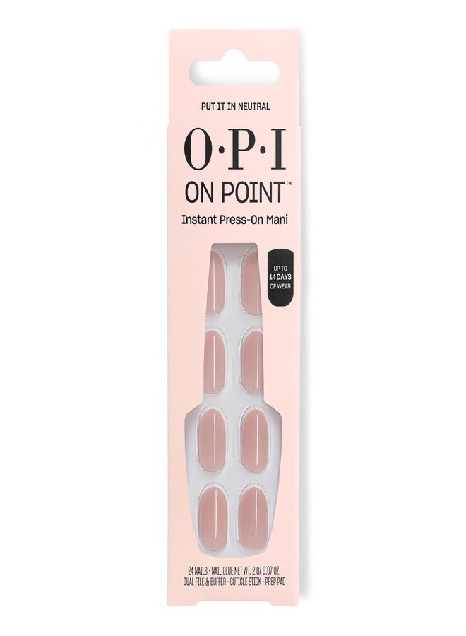 OPI On Point Put it in Neutral | Short Round Soft Nude Beige Pink Press On Nails | 24 Count with Nail Glue | Long Lasting, Reusable, Non-damaging | Fall 2025 Shades - Image 1