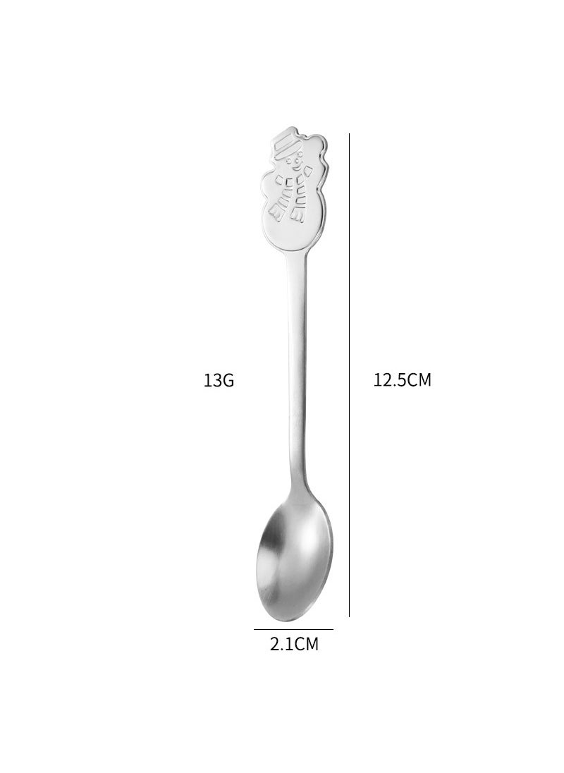 Generic - Creative Stainless Steel Christmas Spoon Gift Box Ice Cream Coffee Spoon Dessert Spoon from China Mainland Home Decor Silver Snowman - Image 1
