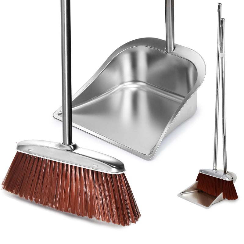 SUTINE Broom and Dustpan Set for Home 56 Kitchen Broom with Dustpan Combo Set Heavy Duty Dustpans with Long Handle Upright Metal Dust Pan Brooms for Sweeping Indoor Outdoor Home Office Lobby Floor - Image 3