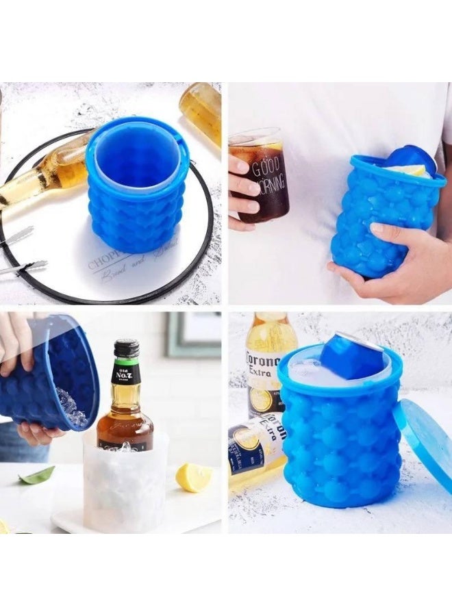 2-in-1 Silicone Ice Cube Maker Genie with Cylindrical Bubble Design – Space Saving Ice Bucket and Ice Tray with Airtight Lid for Iced Coffee, Cocktails and Cold Drinks - Image 2