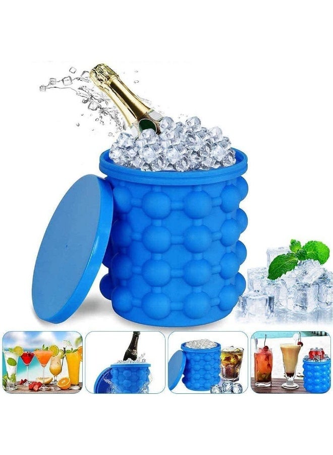 2-in-1 Silicone Ice Cube Maker Genie with Cylindrical Bubble Design – Space Saving Ice Bucket and Ice Tray with Airtight Lid for Iced Coffee, Cocktails and Cold Drinks - Image 1