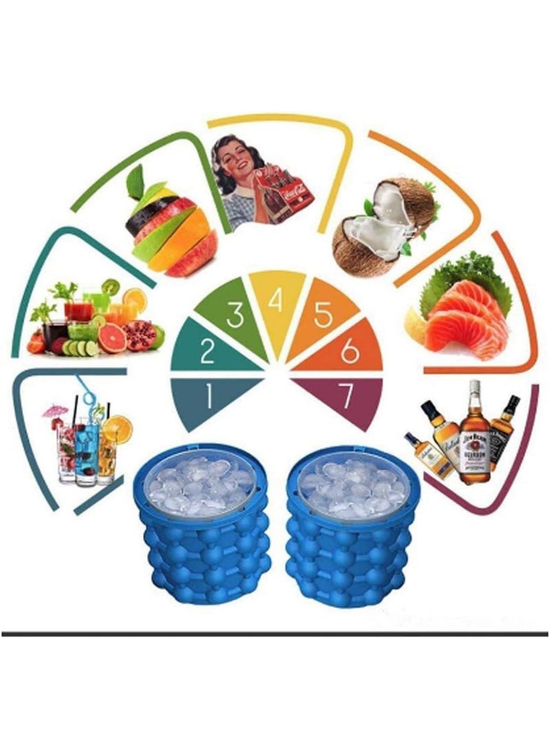 2-in-1 Silicone Ice Cube Maker Genie with Cylindrical Bubble Design – Space Saving Ice Bucket and Ice Tray with Airtight Lid for Iced Coffee, Cocktails and Cold Drinks - Image 3