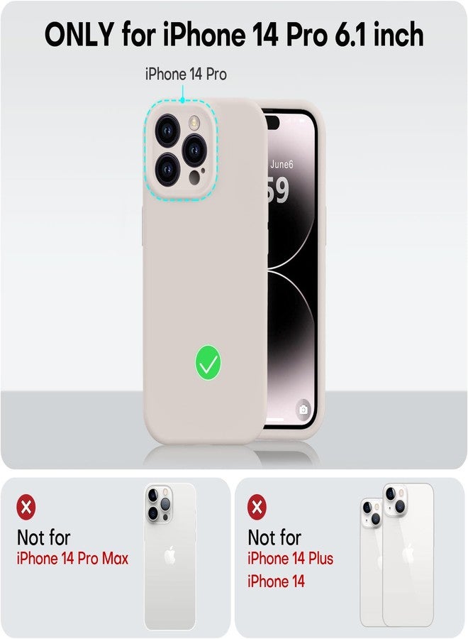 Vooii Compatible with iPhone 14 Pro Case, Liquid Silicone Upgrade [Camera Protection] [Soft Anti-Scratch Microfiber Lining] Shockproof Phone Case for iPhone 14 Pro 6.1 inch - Stone - Image 5