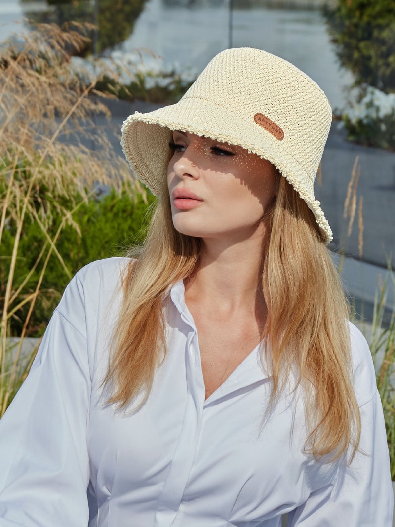Niche rough edge fisherman's hat children spring and summer travel visor sun hat sun protection sun hat, beige - Image 5