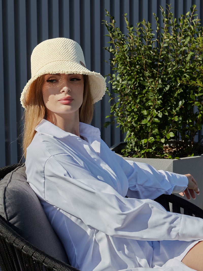 Niche rough edge fisherman's hat children spring and summer travel visor sun hat sun protection sun hat, beige - Image 3