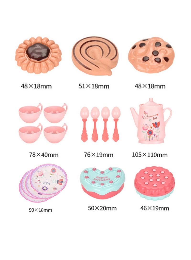 Tea Break Afternoon Tea, Gift Box, Pink Plastic Tea Set With Dessert For Little Girls, Safe And Durable Children'S Tea Party Kitchen Tableware Set Toys, Suitable For Children Over 3 Years Old - Image 2