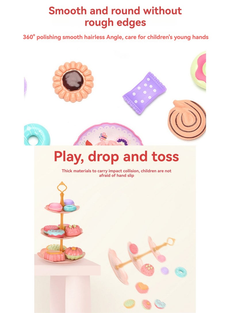 Tea Break Afternoon Tea, Gift Box, Pink Plastic Tea Set With Dessert For Little Girls, Safe And Durable Children'S Tea Party Kitchen Tableware Set Toys, Suitable For Children Over 3 Years Old - Image 3