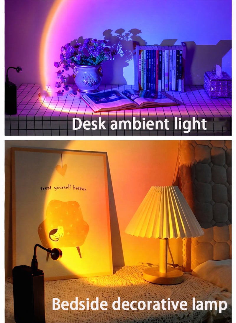 2Pcs Sunset Projection Lamp USB LED Lamp, Holiday Decorative Lights, 360° Bendable Sunset Light for Reading, Travel, TV Wall Background (Red Sunset) - Image 2