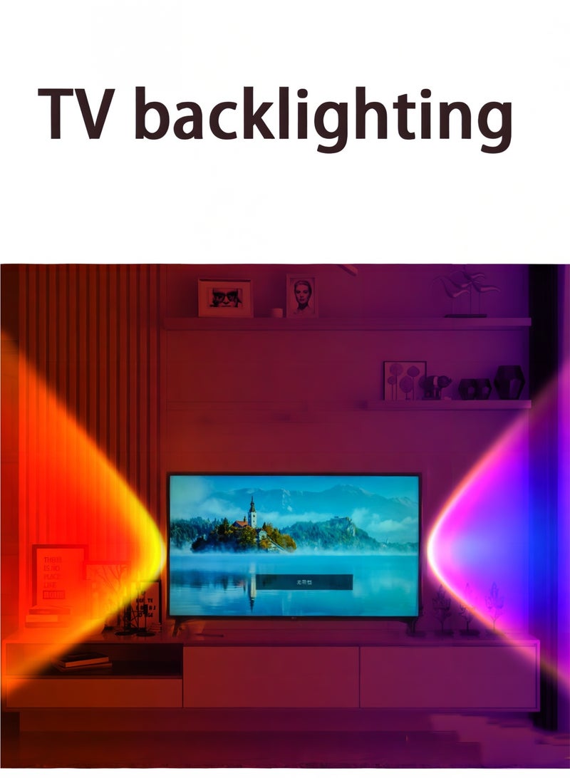 2Pcs Sunset Projection Lamp USB LED Lamp, Holiday Decorative Lights, 360° Bendable Sunset Light for Reading, Travel, TV Wall Background (Red Sunset) - Image 3
