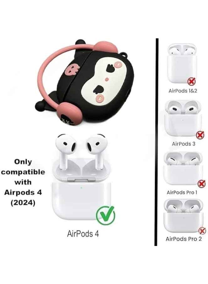 غطاء الحالة لطيف متوافق مع AirPods 4 مع سلاسل المفاتيح,مضحك فريد من نوعه 3D ناعم السيليكون مقاومة للصدمات غطاء حالة الجلد الوقائي لـ AirPod 4 حالة,دعم الشحن اللاسلكي-سماعات الرأس الشيطان - Image 2