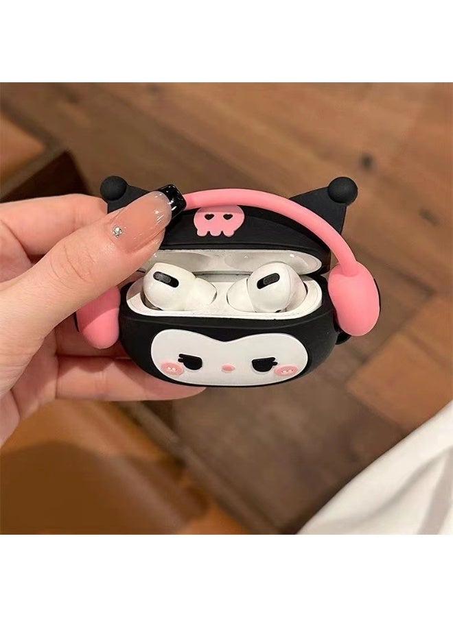 غطاء الحالة لطيف متوافق مع AirPods 4 مع سلاسل المفاتيح,مضحك فريد من نوعه 3D ناعم السيليكون مقاومة للصدمات غطاء حالة الجلد الوقائي لـ AirPod 4 حالة,دعم الشحن اللاسلكي-سماعات الرأس الشيطان - Image 5