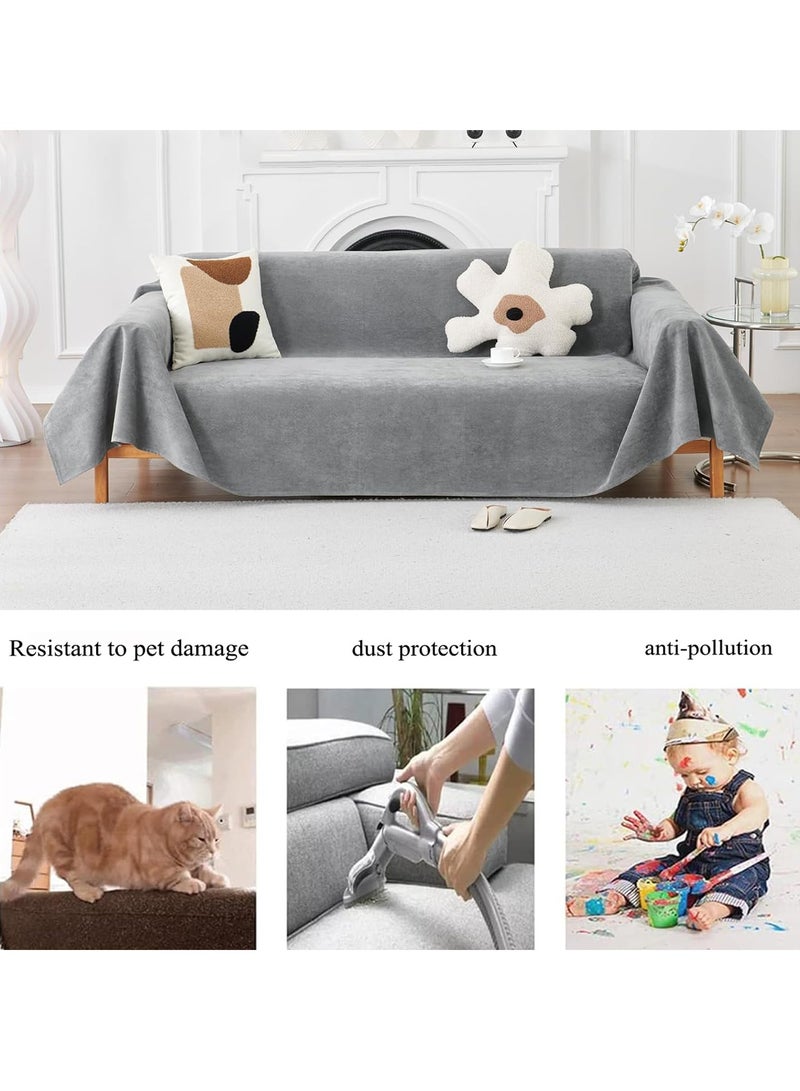 مارلا مول غطاء أريكة على الطراز البوهيمي، مناسب لغطاء الأريكة الزاوية (على شكل حرف L)، غطاء أريكة قابل للغسل، ناعم، مسامي، عالمي لجميع المواسم، مقاوم للماء، مضاد للخدش ومضاد للغبار. (رمادي، الطول: 260 × العرض: 180 سم) - Image 1