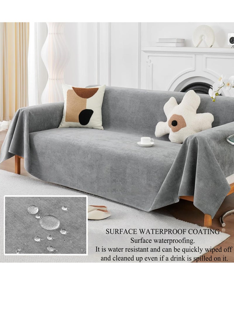 مارلا مول غطاء أريكة على الطراز البوهيمي، مناسب لغطاء الأريكة الزاوية (على شكل حرف L)، غطاء أريكة قابل للغسل، ناعم، مسامي، عالمي لجميع المواسم، مقاوم للماء، مضاد للخدش ومضاد للغبار. (رمادي، الطول: 260 × العرض: 180 سم) - Image 2