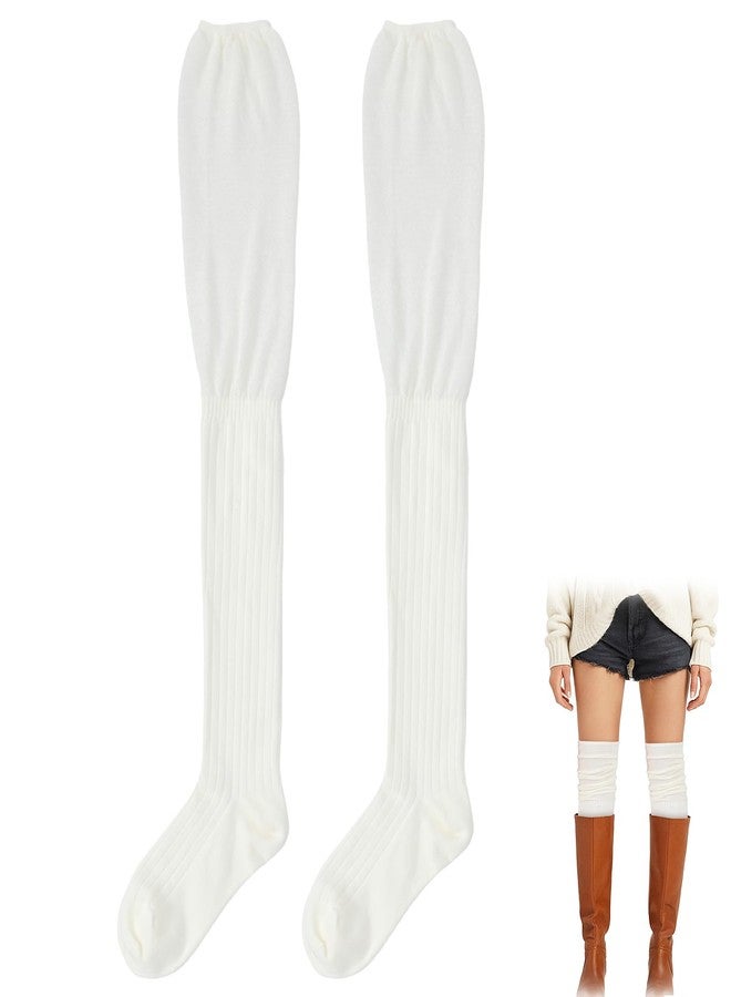 ValueBargain Thigh High Socks, Boot Socks for Women Knee High for Boots Casual Long Boot Stockings, Beige - Image 1