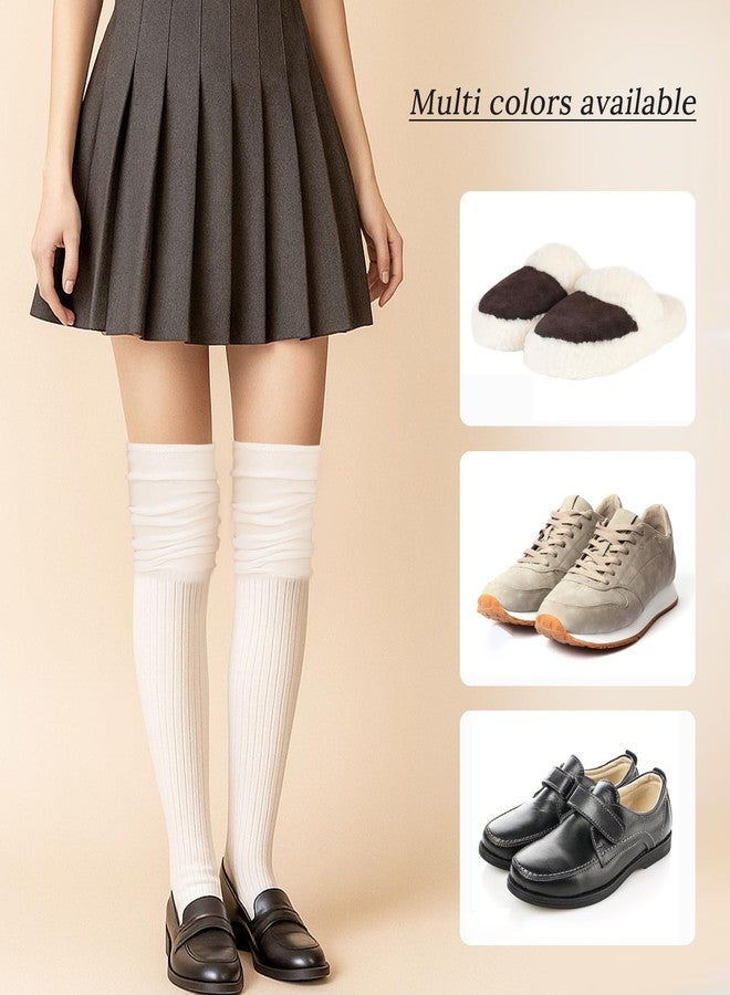 ValueBargain Thigh High Socks, Boot Socks for Women Knee High for Boots Casual Long Boot Stockings, Beige - Image 4