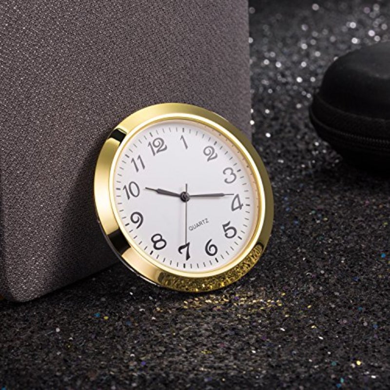 1.8 Inch 45 mm Round Quartz Clock Insert with Arabic Numerals Fit 1.6 Inch (40 mm) Diameter Hole (Gold Bezel) - Image 3