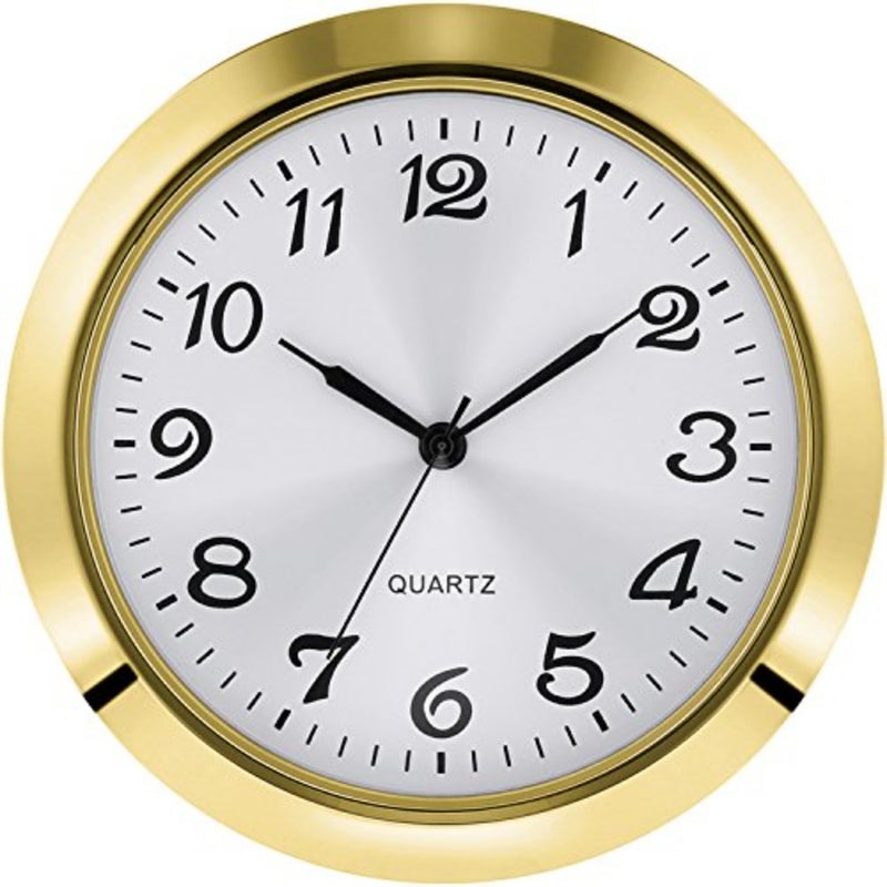 1.8 Inch 45 mm Round Quartz Clock Insert with Arabic Numerals Fit 1.6 Inch (40 mm) Diameter Hole (Gold Bezel) - Image 1